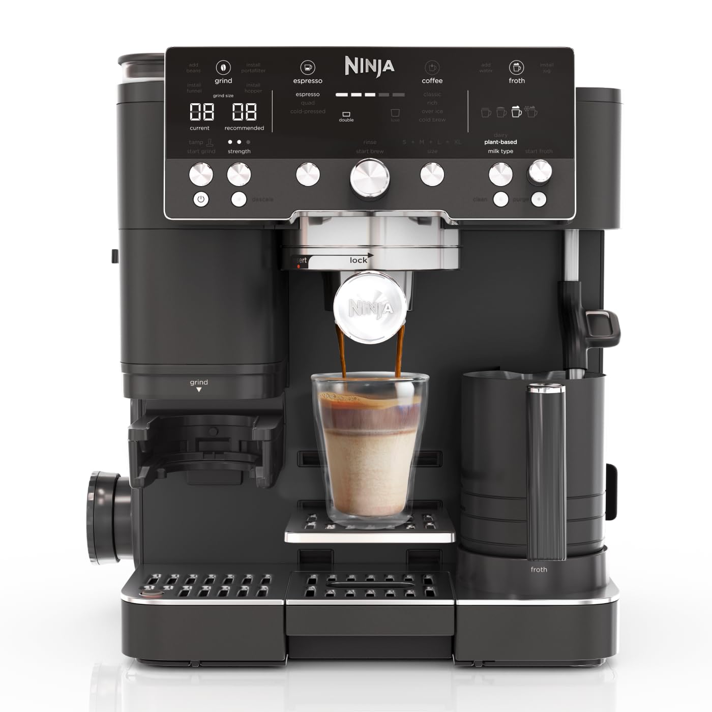 Ninja Luxe Premier 3-in-1 Coffee Machine, Cappuccino, Black ES601UKBK