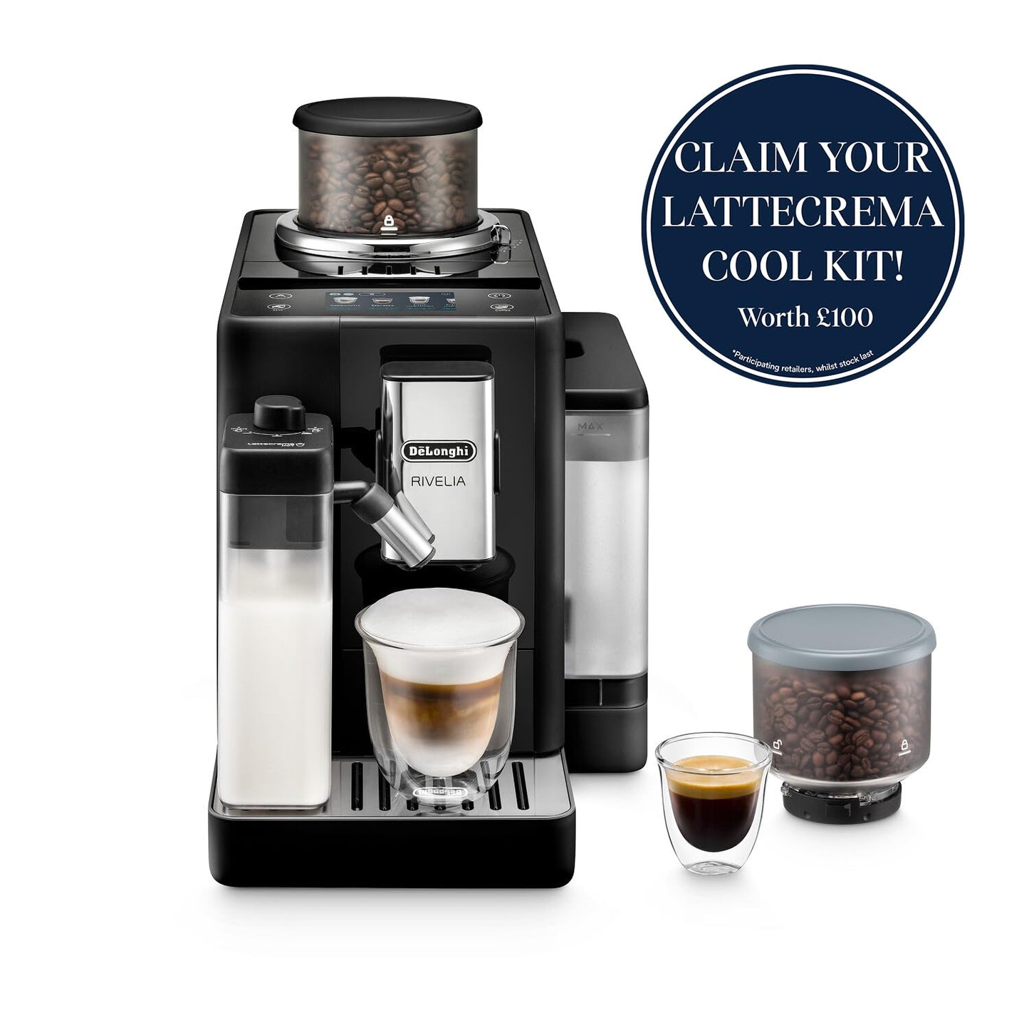 De'Longhi Rivelia - Automatic Coffee Machine 16 One-Touch Drinks Black