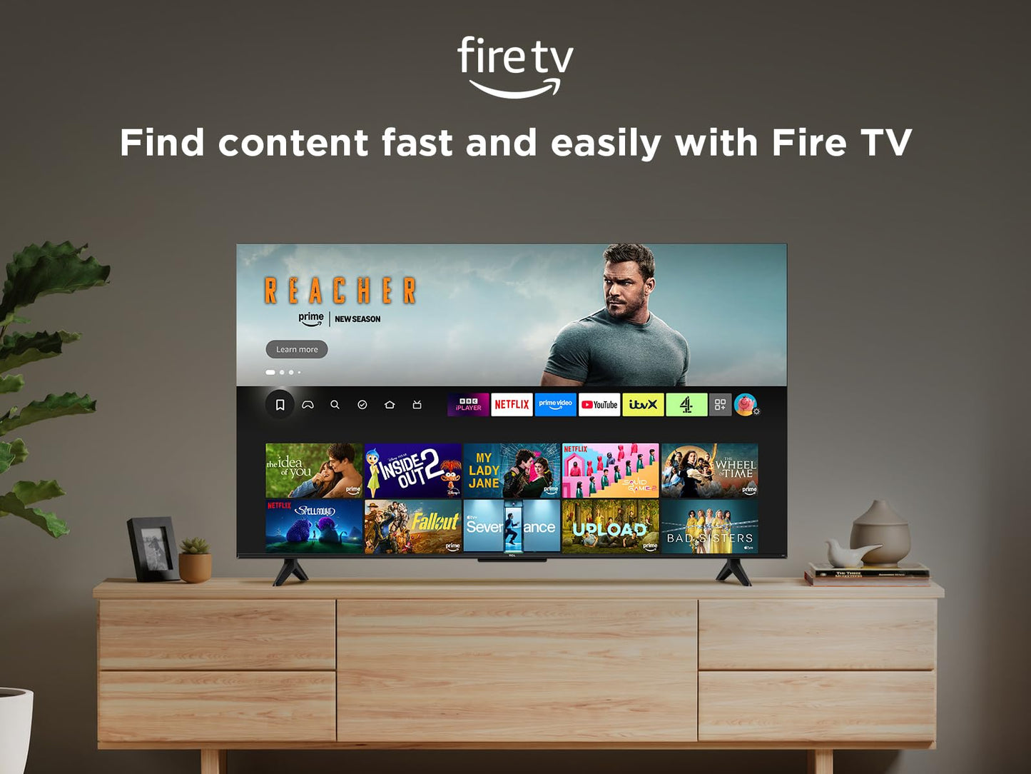 TCL 75T6C-UK 75 Inch QLED 4K HDR TV, Fire TV (Smart TV with Dolby Vision & Atmos, HDR10+, Press & Ask Alexa, 2025 Model)
