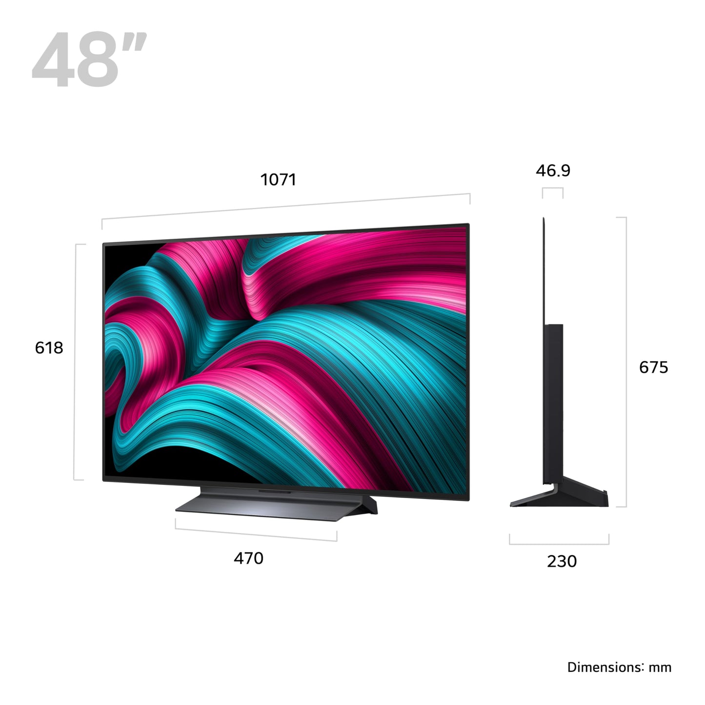LG OLED48C55LA 48-Inch OLEDevo 4K UHD Smart TV, (α9 AI Processor, Dolby Atmos, Freeview Play and Amazon Alexa, 120Hz) [Model 2025]