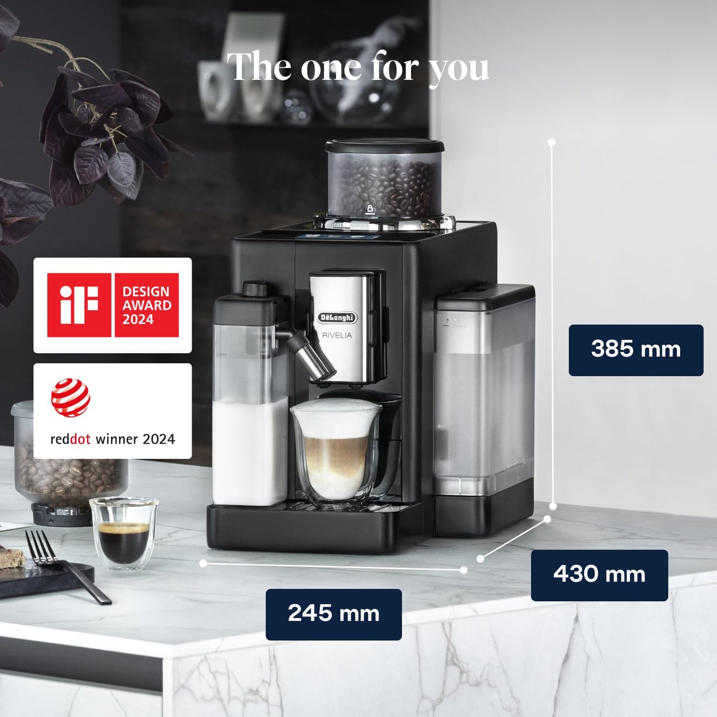 De'Longhi Rivelia - Automatic Coffee Machine 16 One-Touch Drinks Black