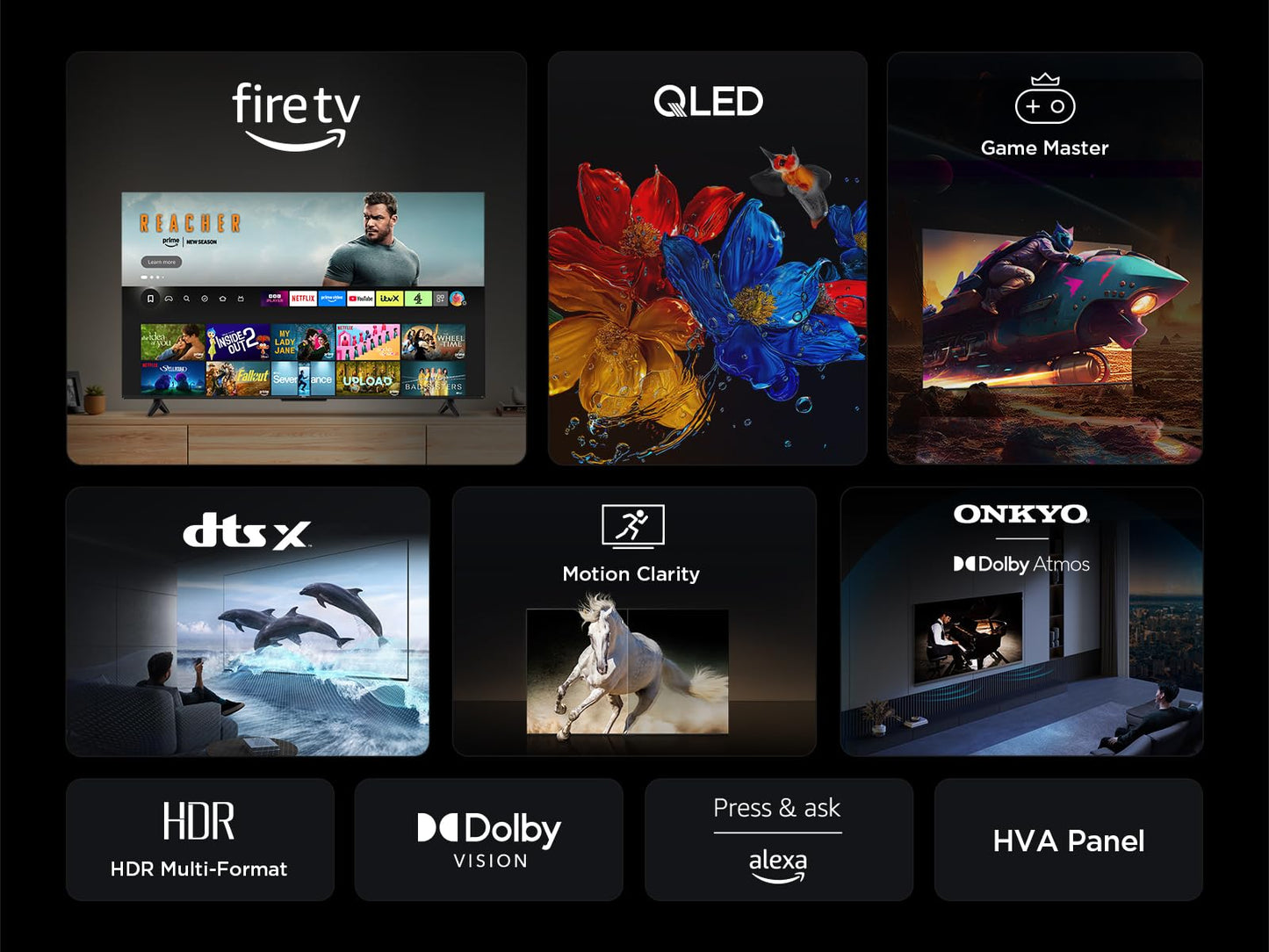 TCL 75T6C-UK 75 Inch QLED 4K HDR TV, Fire TV (Smart TV with Dolby Vision & Atmos, HDR10+, Press & Ask Alexa, 2025 Model)
