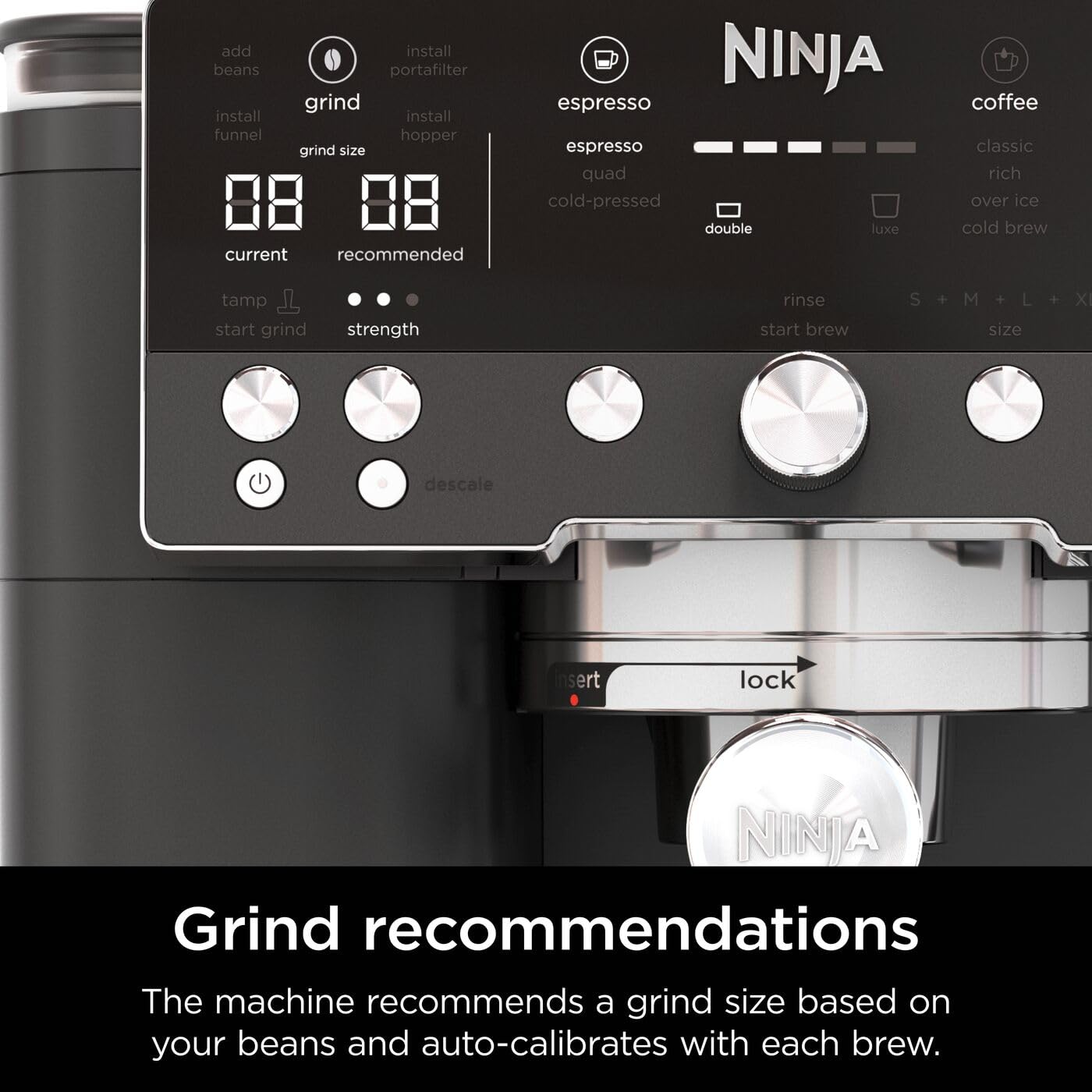 Ninja Luxe Premier 3-in-1 Coffee Machine, Cappuccino, Black ES601UKBK