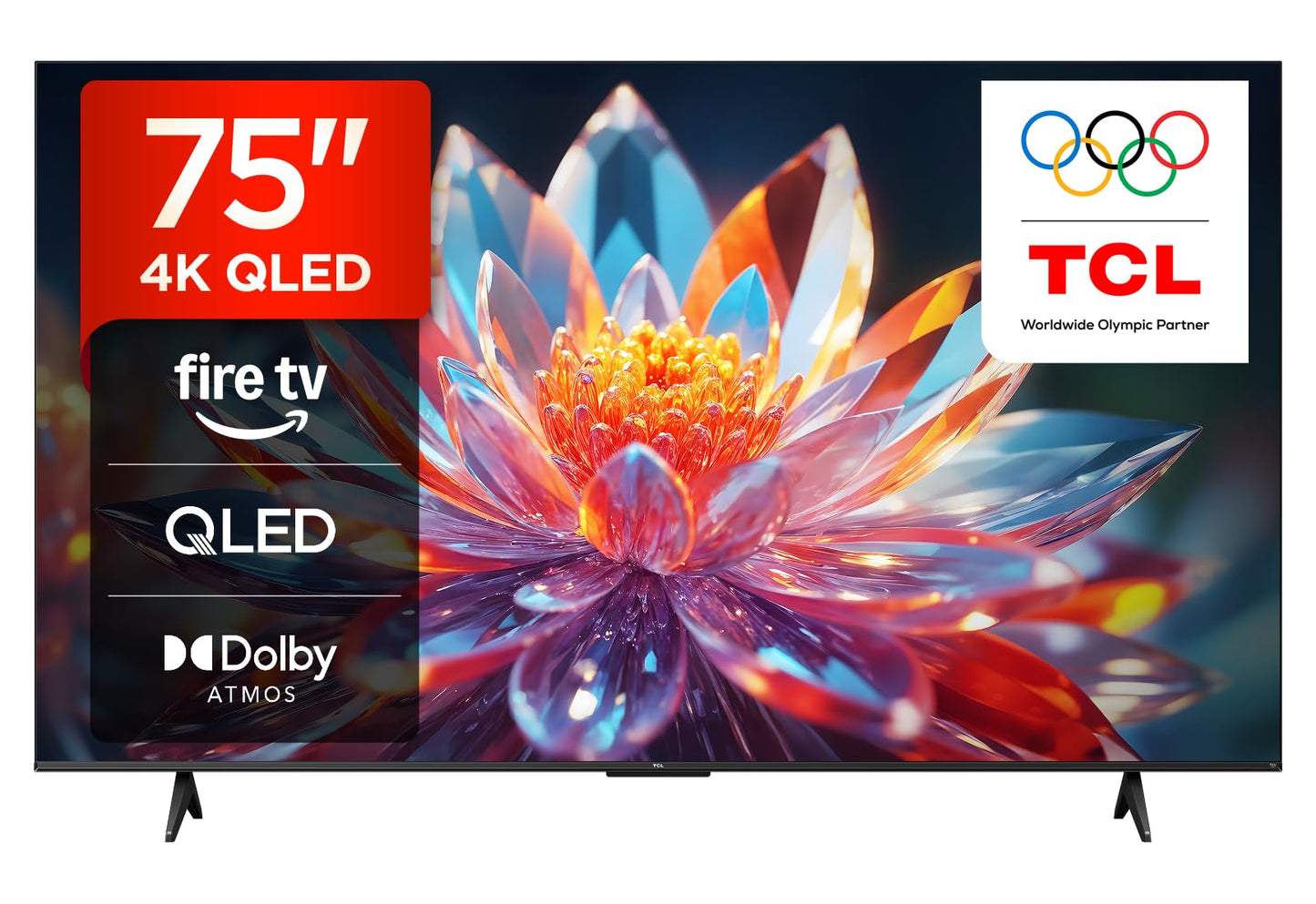 TCL 75T6C-UK 75 Inch QLED 4K HDR TV, Fire TV (Smart TV with Dolby Vision & Atmos, HDR10+, Press & Ask Alexa, 2025 Model)