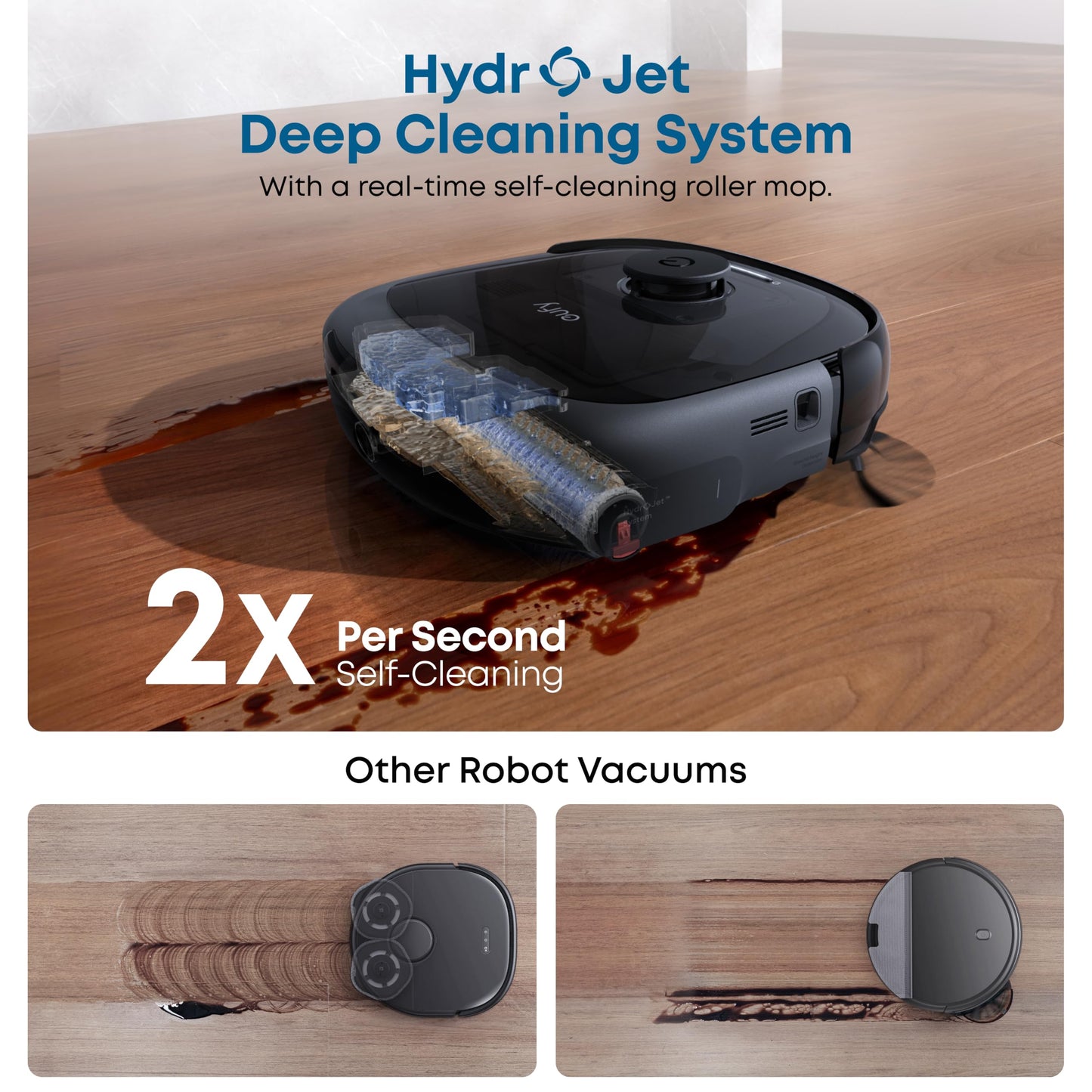 eufy E25 Omni, Robot Vacuum Cleaner with Mop,HydroJet Self-Clean Roller Mop
