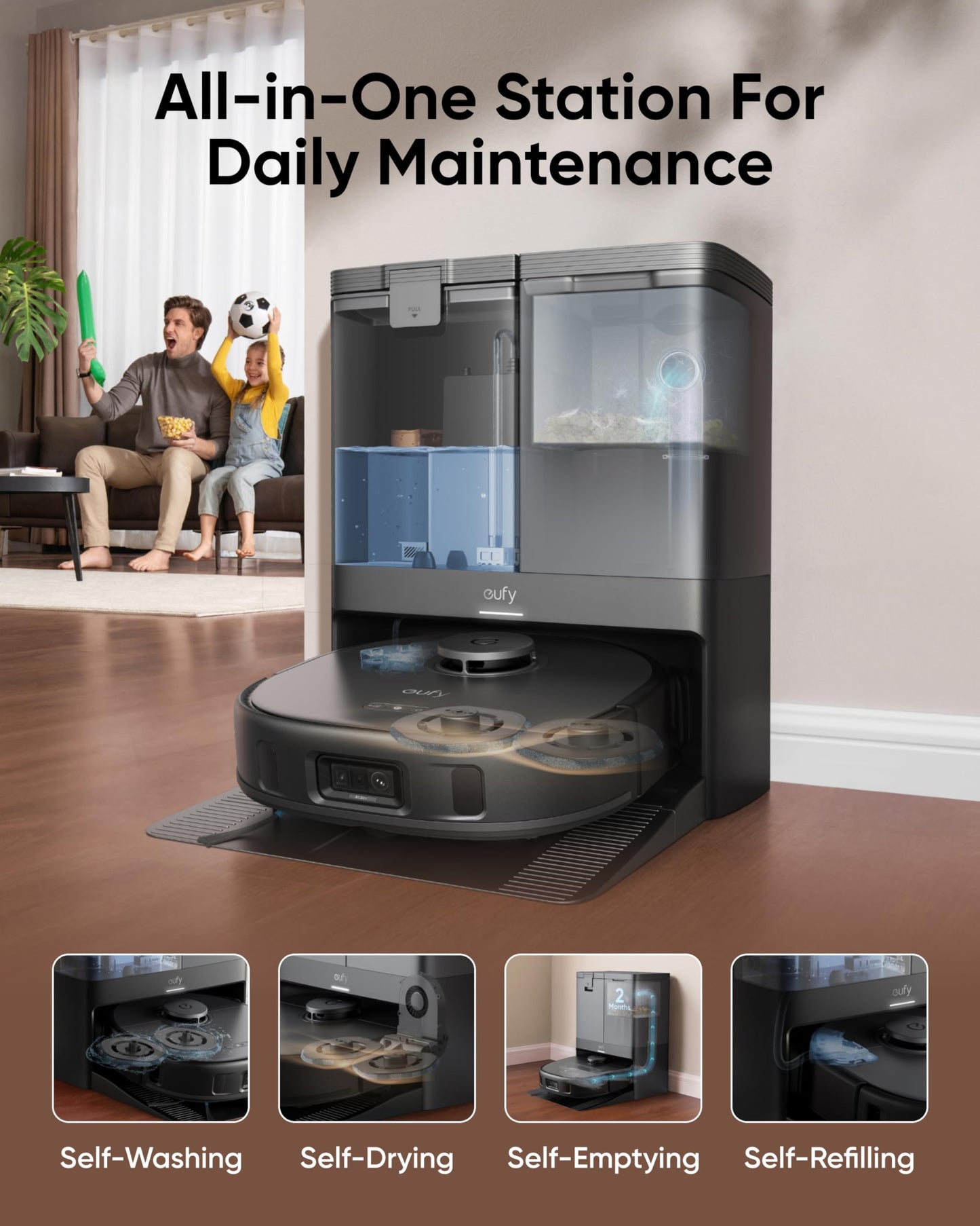 eufy X10 Pro Omni Robot Vacuum Cleaner With Mop, Carpet Detection