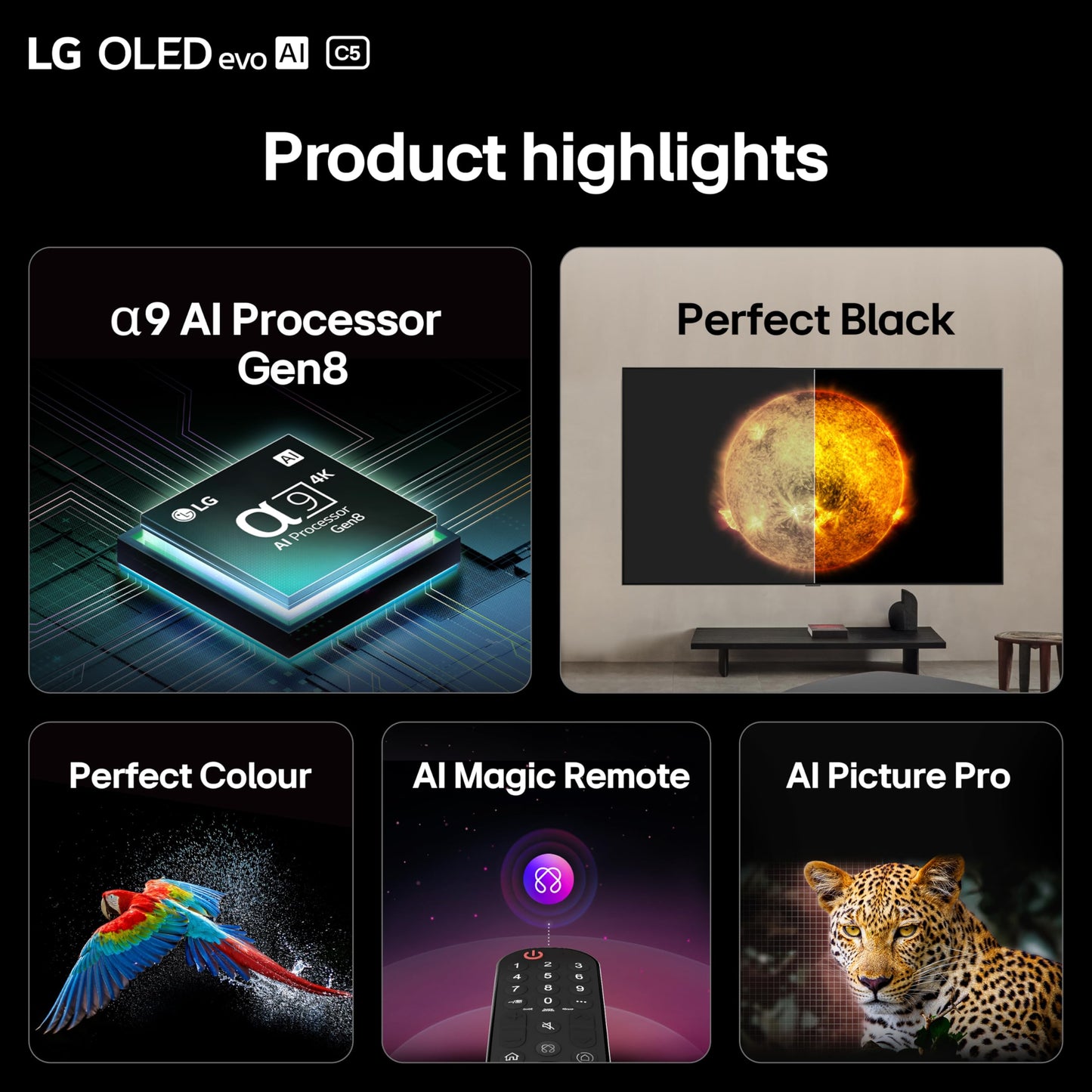 LG OLED48C55LA 48-Inch OLEDevo 4K UHD Smart TV, (α9 AI Processor, Dolby Atmos, Freeview Play and Amazon Alexa, 120Hz) [Model 2025]